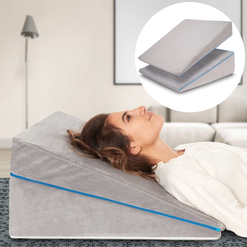 Photo 1 of Bed Wedge Pillow – 3 In 1 Support  Combination Zipper Technology | Memory Foam Bed Wedge pillow for sleeping, Acid Reflux, Anti Snore, Machine Washable