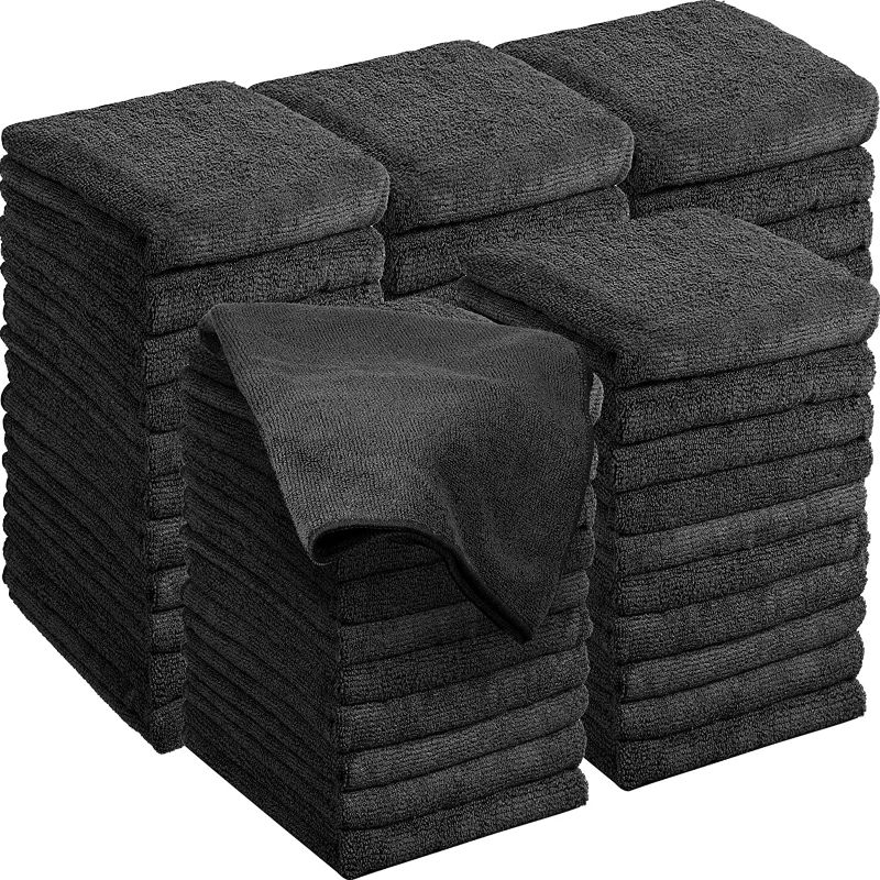 Photo 1 of 48 Pack Bleach Proof Salon Towels Microfiber Absorbent Hair Towels Bleach Resistant Salon Hand Towels Bulk for Gym, Bath, Spa, Shaving, Shampoo, Home Hair Drying, 16 x 26 Inches (Black)