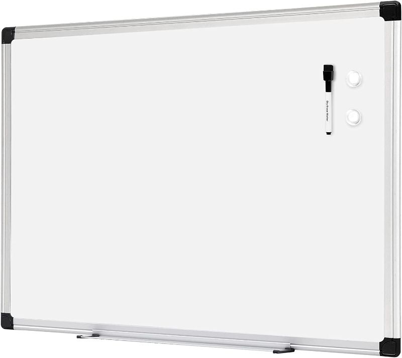 Photo 1 of Amazon Basics Magnetic Dry Erase White Board, 36 x 24-Inch Whiteboard - Silver Aluminum Frame