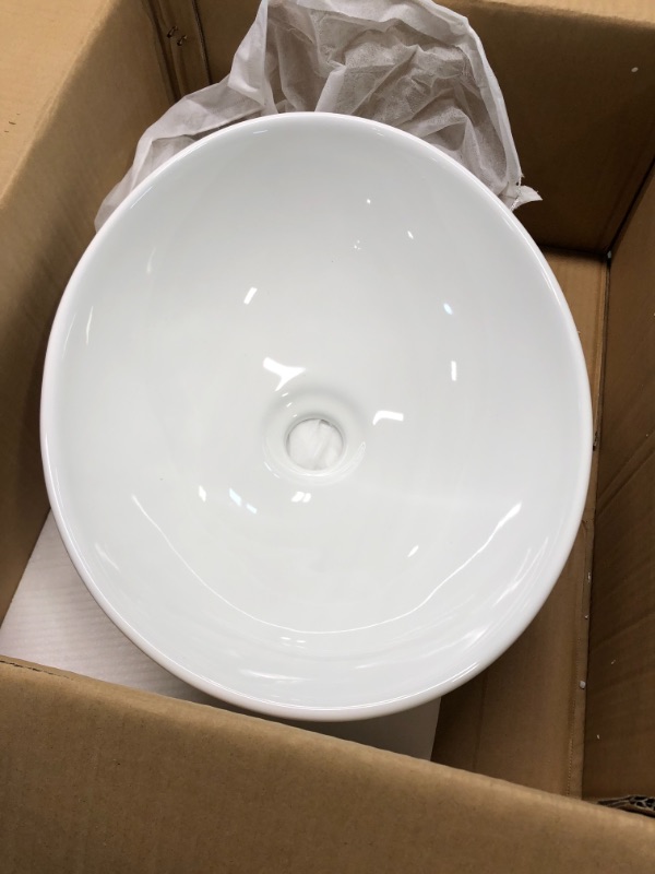 Photo 3 of Oval Vessel Sink - Fulorni 16"x13" Bathroom Vessel Sinks Oval Shape Above Counter White Ceramic Porcelain Vanity Lavatory Sink Bowl Basin 16"x13" White