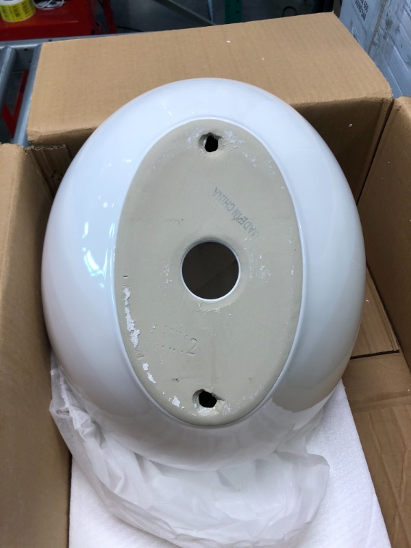 Photo 4 of Oval Vessel Sink - Fulorni 16"x13" Bathroom Vessel Sinks Oval Shape Above Counter White Ceramic Porcelain Vanity Lavatory Sink Bowl Basin 16"x13" White