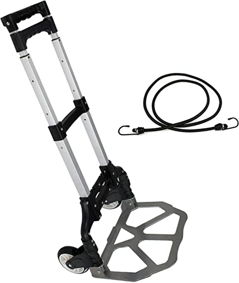 Photo 1 of F2C Portable Folding Hand Truck Aluminium Luggage Trolley Cart and Dolly 175 lbs Capacity with Black Bungee Cord, Telescoping Handle, PVC Wheels with Double Bearings for Travel Office Auto Moving