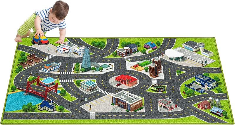 Photo 1 of Kids Carpet Playmat City Life 3D Playroom Rug | 30 x 60 Inch Extra Large Toddler Activity Mat for Race Cars & Toys | Playroom Rug Makes a Fun Educational Gift Idea for Boys & Girls