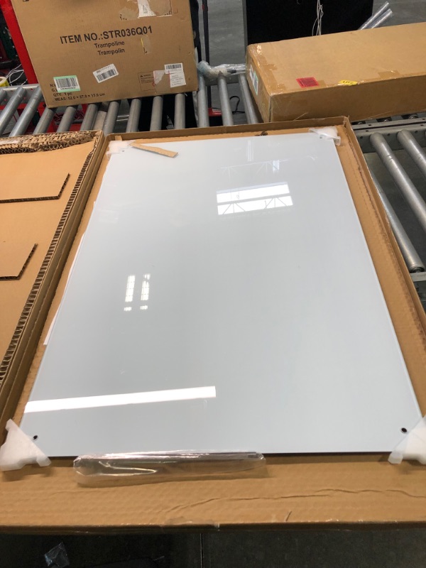 Photo 1 of DOLLAR BOSS Magnetic Glass Whiteboard 24'' x 36'' Dry Erase Tempered Glass White Board Glass for Wall, Large Frameless Glass Board (Standard White) Standard White 24''x36''