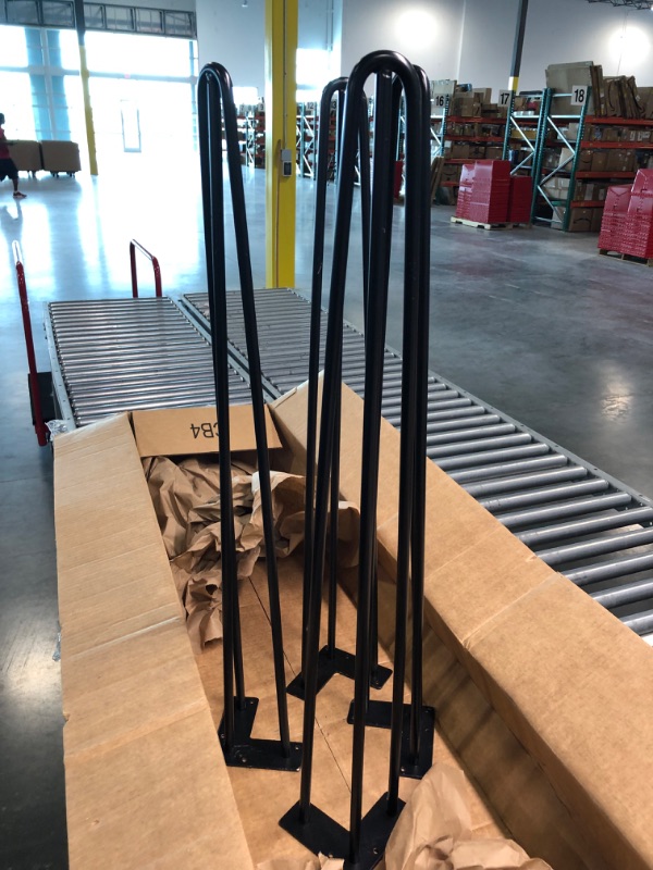 Photo 1 of Furniture support feet Hairpin Leg Iron Wire, Table Leg Hardware Leg, Black Sofa Coffee Table Leg, Three-Wire U-Shaped Table Leg (4 Pieces)                   ----- Missing Hard Ware----