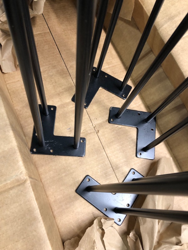 Photo 1 of Furniture support feet Hairpin Leg Iron Wire, Table Leg Hardware Leg, Black Sofa Coffee Table Leg, Three-Wire U-Shaped Table Leg (4 Pieces)                   ----- Missing Hard Ware----