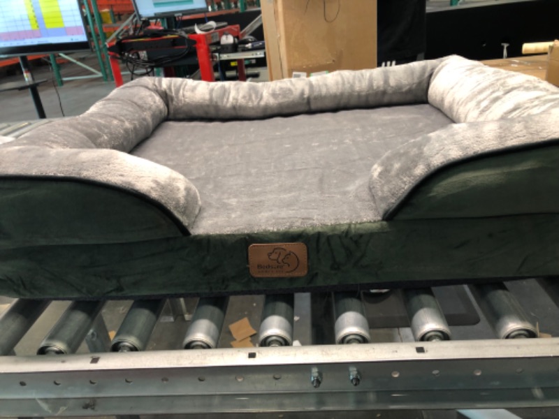 Photo 1 of Bedsure Medium Orthopedic Dog Bed, Bolster Dog Beds for Medium Dogs - Foam Sofa with Removable Washable Cover, Waterproof Lining and Nonskid Bottom Couch, Dark Green