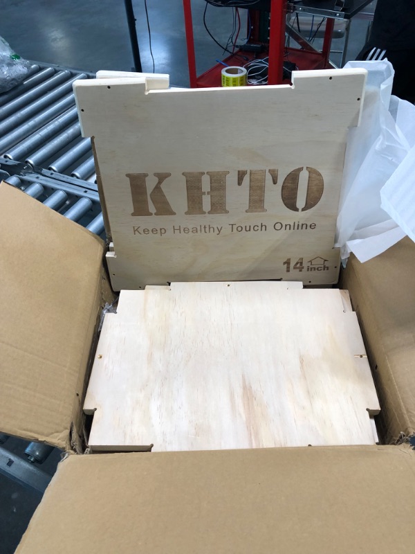 Photo 2 of KHTO Fitness Wood Plyometric Jump Box- 3-in-1 Wood Plyo Box for Exercise Training and Conditioning- Pre-drilled for Easy Assembling