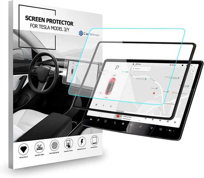 Photo 1 of Carwiner Matte Screen Protector Compatible with Tesla Model 3 Model Y 15" Center Control Touch Screen Car Navigation Tempered Glass Accessories 9H Anti-Glare Anti-Fingerprint