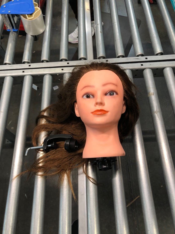 Photo 1 of CZFY Cosmetology Mannequin Head with 100% Real Human Hair and Adjustable Stand 22-24” for Braiding Hair Styling Training Hairart Barber Hairdressing Fashion Salon Display (Blonde)