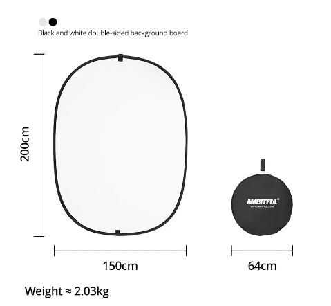 Photo 1 of AMBITFUL2in1 100 x 150cm 150 x 200cm Portable Oval Multi-Disc White Black Background Reflector Collapsible Studio Photo Diffuser