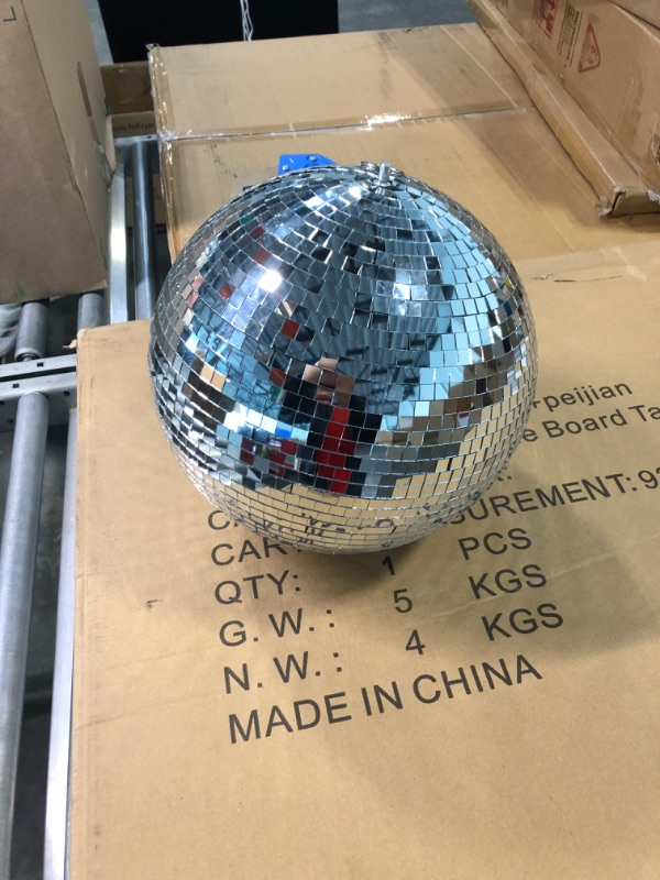 Photo 2 of Mirror Disco Ball Sumono 12 Inch Mirror Ball Lightning Ball with Hanging Ring for DJ Club Stage Bar Party, Wedding Holiday Decoration (PVC Inner)