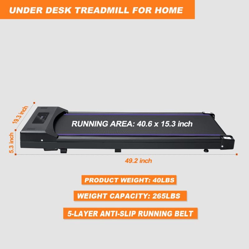 Photo 1 of Under Desk Treadmill Walking Pad Walking Treadmill Portable 3 in 1 Slim Walking Running Jogging Machine for Home Office Exercise - Remote Control, LED Display, Fits Your Under Desk