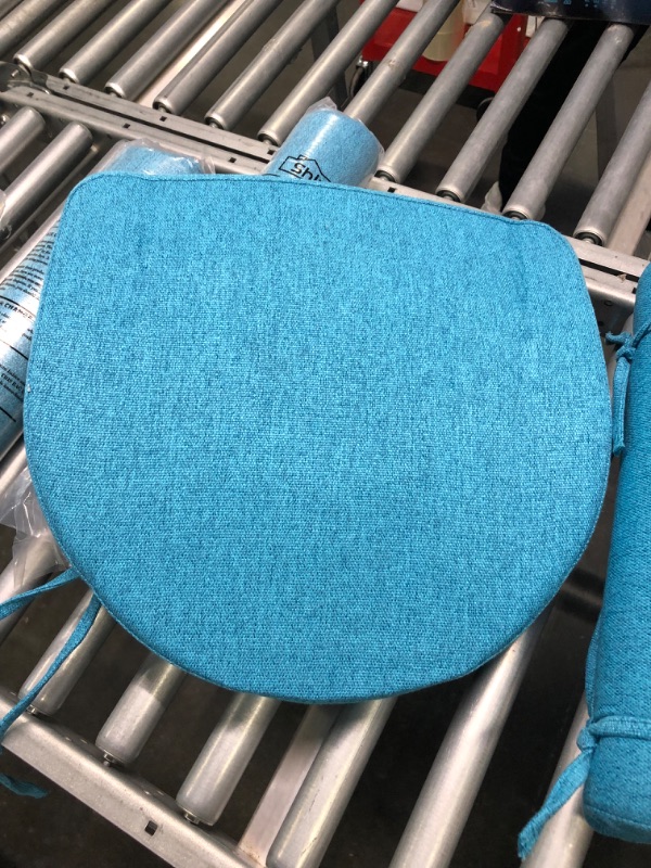 Photo 3 of 4 Shinnwa Chair Cushion with Ties for Dining Chairs [17 x 16.5 Inches] Non Slip Kitchen Dining Chair Pad and Seat Cushion with Machine Washable Cover - Teal 