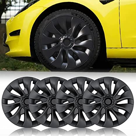 Photo 1 of for Tesla Model 3 Hub Caps - KENPENRI 18 Inch Model 3 Hub Covers Kits Replacement Tesla Wheel Protector Cover for 2020-2023 Tesla 3 - Matte Black (4 Pack)