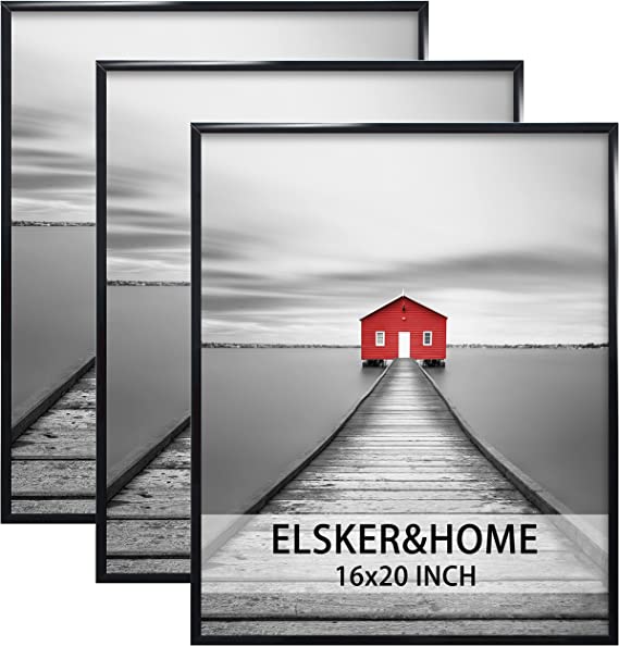 Photo 1 of ELSKER&HOME 16x20 Picture Frames 3 Pack for Wall,Picture Poster Frame Black for Horizontal or Vertical Wall Mounting, Durable and Scratch-proof