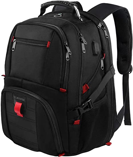 Photo 1 of YOREPEK Travel Backpack, Extra Large 50L Laptop Backpacks for Men Women, Water Resistant College Backpack Airline Approved Business Work Bag with USB Charging Port Fits 17 Inch Computer, Black