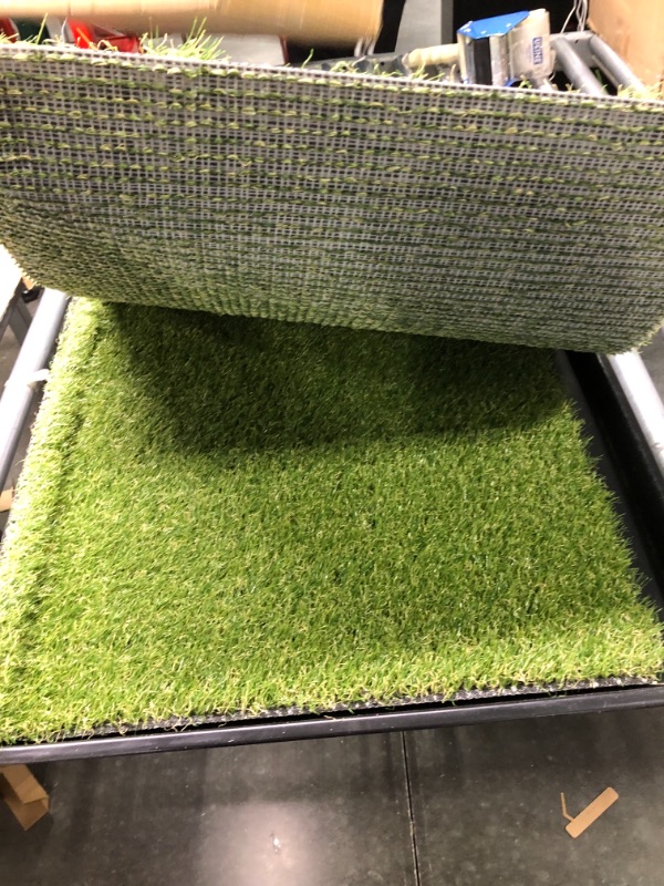 Photo 3 of LOOBANI Large Dog Grass Porch Potty Tray, Replacement Artificial Grass Puppy Training Pads, Washable Pee Pads, Portable Dog Potty for Indoor/Outdoor Use Pet Tray System 35" x 23"