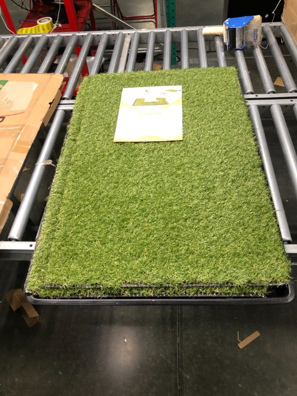 Photo 2 of LOOBANI Large Dog Grass Porch Potty Tray, Replacement Artificial Grass Puppy Training Pads, Washable Pee Pads, Portable Dog Potty for Indoor/Outdoor Use Pet Tray System 35" x 23"