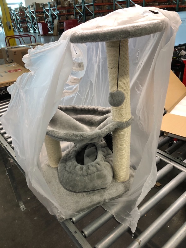 Photo 1 of HOOPET cat Tree,27.8 INCHES cat Tower for Indoor Cats, Multi-Level Cat Tree with Scratching Posts Plush Basket & Perch for Play Rest, Cat Activity Tree with Dangling Ball for Kittens/ Small Cats Light Grey