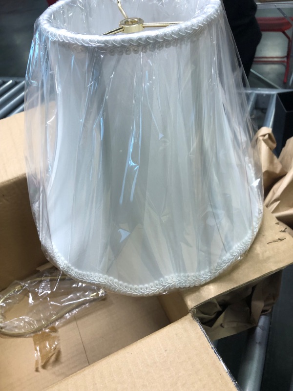 Photo 1 of Bell Lamp Shade, Saangseon White Lampshade Replacement 6'' Top x 11.5'' Bottom x 9.5'' Slant Height x 9'' Vertical Height, Brass Spider 6'' x 11.5'' x 9.5''