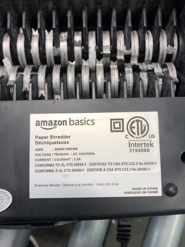 Photo 5 of Amazon Basics 6-Sheet Cross-Cut Paper and Credit Card Home Office Shredder 6 Sheet Shredder