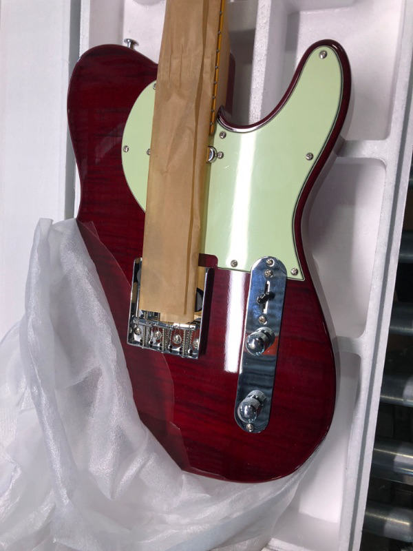 Photo 3 of EART NK-C1 Classic Electric Guitar Maple Fingerboard,Stainless Steel Frets,Flame Maple Veneer-Wine red Wine red-us