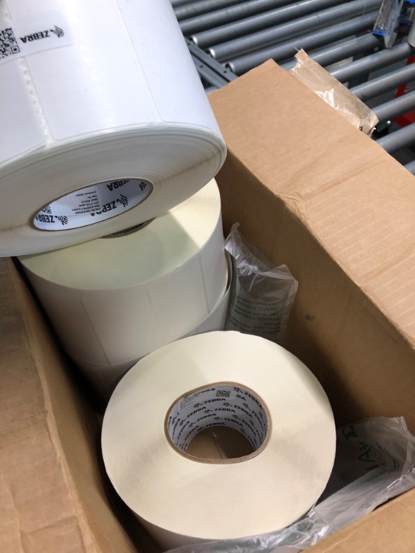 Photo 3 of Zebra 4 x 2 in Direct Thermal Paper Labels Z-Perform 2000D Permanent Adhesive Shipping Labels 3 in Core 4 rolls 10031654SP