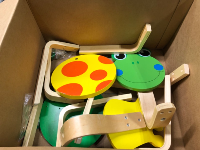 Photo 3 of iPlay, iLearn 2 PCS Wooden Kids Chair Sets, Natural Hardwood Giraffe & Frog Animal Children Chairs, Furniture Set for Toddlers Kids Boys Girls, Stackable for Playroom, Nursery, Preschool, Kindergarten