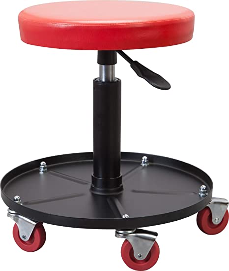 Photo 1 of BIG RED ATRHL6201R Torin Heavy Duty Rolling Pneumatic Creeper Garage/Shop Seat: Padded Adjustable Mechanic Stool with Tool Tray Storage, Red Large,15.36" D x 15.36" W x 4.73" H