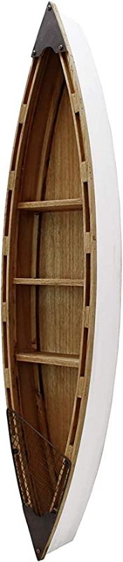 Photo 1 of Wooden Boat Shelf Wall Decor, Decorative Boat Shelves Nautical Wall Hanging Beach Theme Bathroom Living Room Lake House Home Decoration, Brown White
