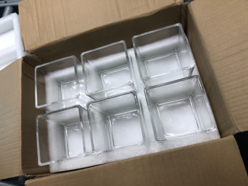 Photo 1 of 6 Pack Clear Square Glass Vases, Planter Terrarium Flowers Vase Candle Holder for Home,Garden, Wedding Centerpiece Decorations and Formal Dinners (Width 4", Height 4")