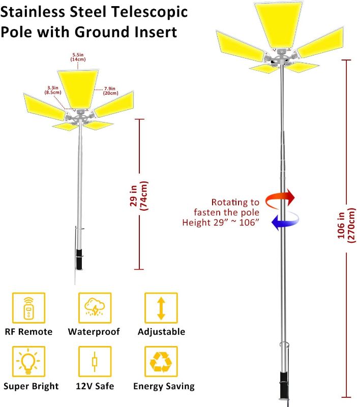 Photo 1 of Conpex 15000lm Led Camping Lights, Camping Telescoping Led, Portable Waterproof Camping Light for Fishing/Backyard BBQ/Camping/Construction Mechanics/Jobsite(110W 12V)
