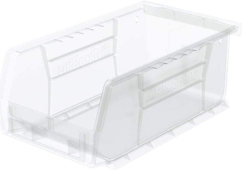 Photo 1 of Akro-Mils 30220 AkroBins Plastic Hanging Stackable Storage Organizer Bin, 7-Inch x 4-Inch x 3-Inch, Clear