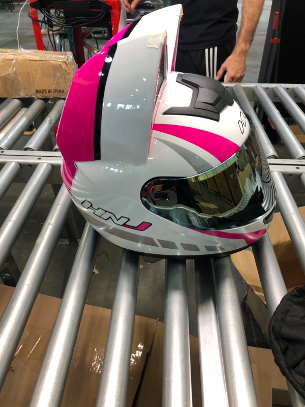 Photo 4 of Cat Ear Motorcycle Helmet Full Helmet Youth Men and Women Racing Motocross Casco Large White Pink