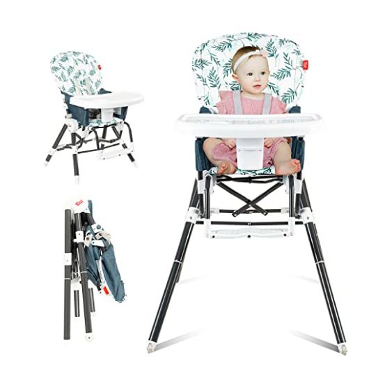 Photo 1 of Ceurmt Baby Convertible High Chair for Babies and Toddlers, Height Adjustable, Grow & Go High Chair with Footrest, Removable Dishwasher Safe Meal Tray, Portable Baby Dinning Chair with Wheels Black