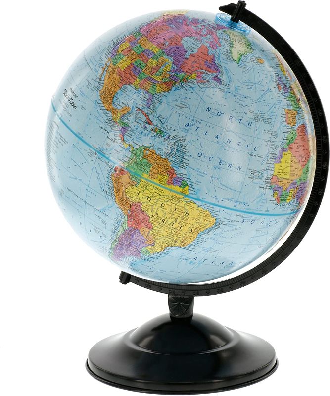 Photo 1 of Educational Raised Political Relief & Mountains Ranges, Showcases Ocean Currents with 2023 Country Lines - Perfect for a Classroom, Home or Office - 12” Blue Ocean Globe & Black Base