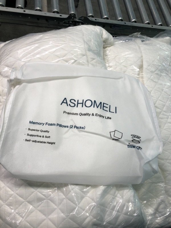 Photo 2 of ASHOMELI Bed Pillow Shredded Memory Foam Pillows 2 Pack Cooling Adjustablefor Sleeping Good for Side and Back Sleeper with Washable Removable Bamboo Cover (Queen Size,Set of 2)
