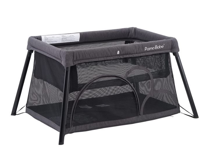 Photo 1 of Pamo Babe Travel Crib, Portable Crib for Baby Lightweight Baby Travel Playpen, Foldable Travel Playard with Comfortable Mattress for Babies to Toddler (Grey)