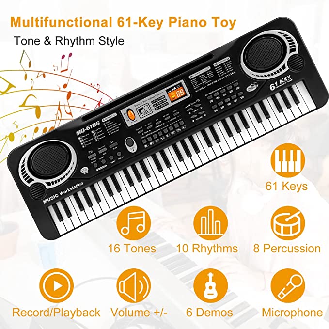 Photo 1 of KOCASO Piano Keyboard 61 Keys Digital Music Electronic Keyboard Electric Piano Musical Instrument Kids Learning Keyboard with Microphone For Beginners Kids Girls Boys------missing hardware-no power cord or microphone