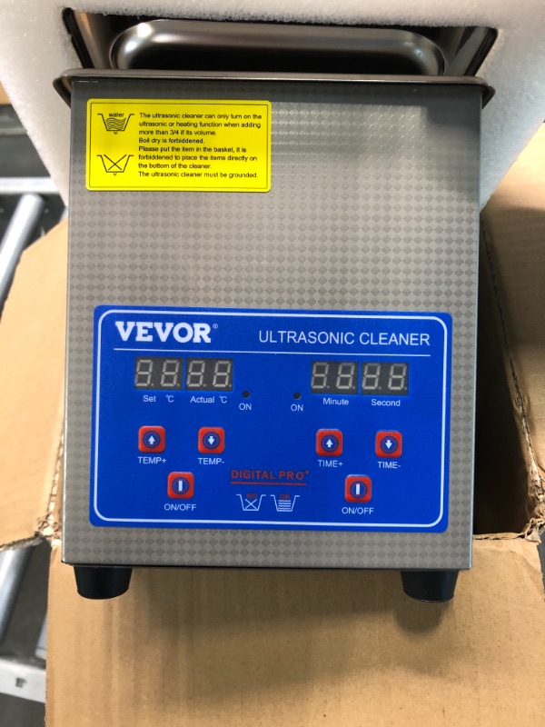 Photo 2 of VEVOR Professional Ultrasonic Cleaner, Easy to Use with Digital Timer & Heater, Stainless Steel Industrial Machine for Parts, 110V, FCC/CE/RoHS Certified (3L)