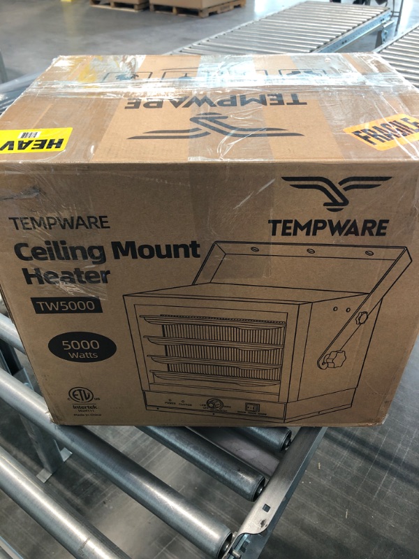 Photo 3 of TEMPWARE Electric Garage Heater, 5000-Watt Ceiling Mount Shop Heater with 3 Heat Levels, 240-Volt Hardwired Fan-Forced Industrial Heater, Ideal for Workshop