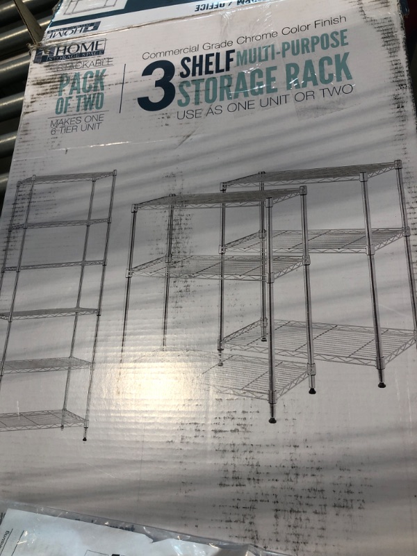 Photo 2 of Homdox 6-Tier Storage Shelf Wire Shelving Unit Free Standing Rack Organization with Adjustable Leveling Feet, Stainless Side Hooks, Silver Leveling Feet 1-Pack Silver