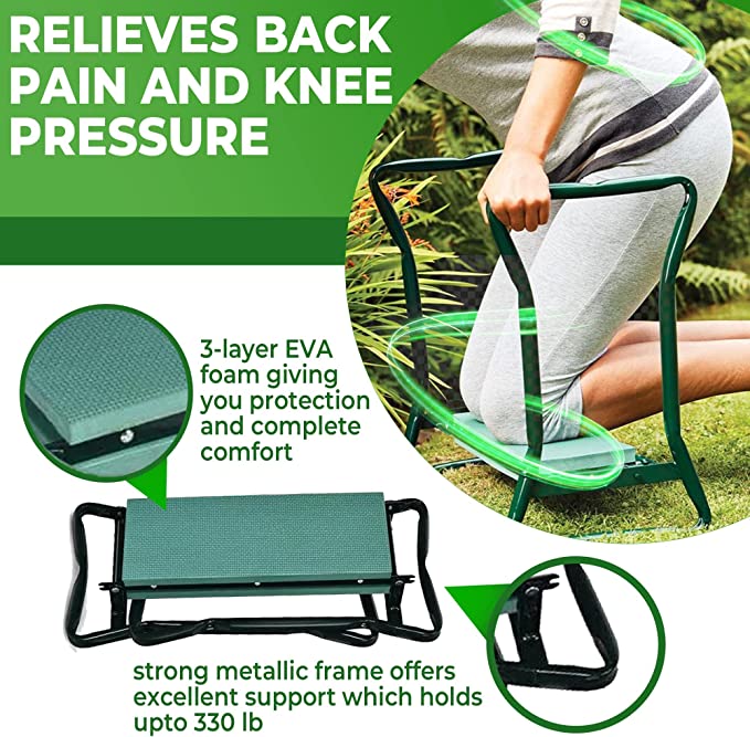 Photo 3 of H&GT Garden Kneeler and Seat, Foldable Garden Stool Heavy Duty Gardening Bench for Kneeling and Sitting to Prevent Knee & Back Pain, Great Gardening Gifts for Women, Grandparents, Seniors, Mom & Dad