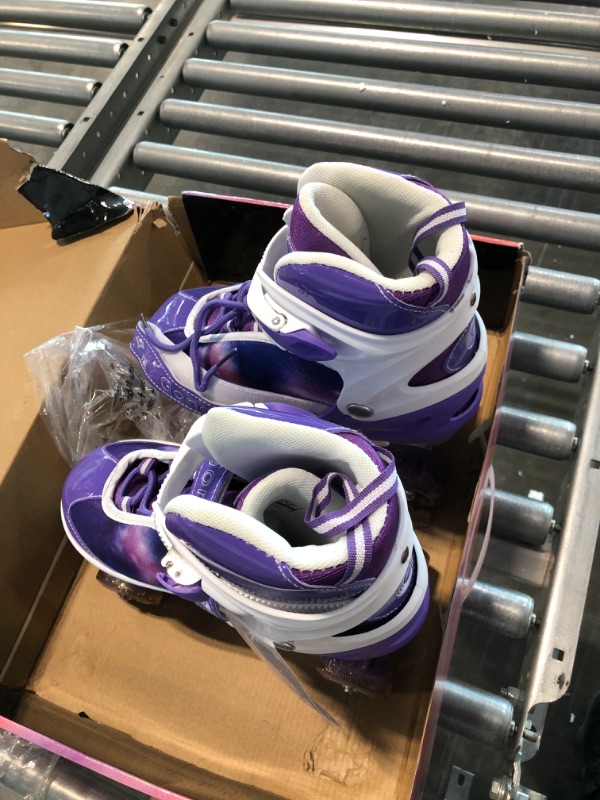 Photo 1 of Gonex Roller Skates for Girls Kids Boys Women with Light up Wheels and Adjustable Sizes for Indoor Outdoor A-Purple L-Youth (4Y-7Y/ 9.4Inch-10.4Inch)