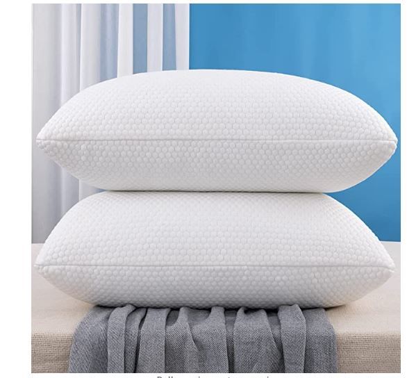 Photo 1 of Molblly Queen Pillows 2 Pack, Shredded Memory Foam Bed Pillows Set of 2, Adjustable Loft Bed Pillows with Washable Pillows for Back and Side Sleeper Pillows Queen Size Set of 2