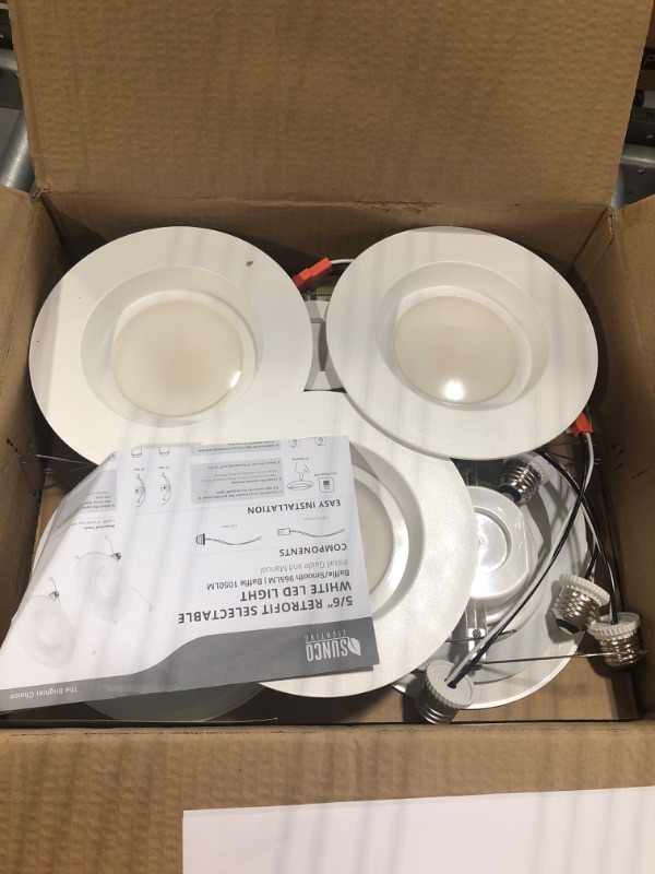 Photo 2 of Sunco Lighting 12 Pack 5/6 Inch LED Can Lights Retrofit Recessed Lighting, Selectable 2700K/3000K/3500K/4000K/5000K Dimmable, Smooth Trim, 13W=75W, 965 LM, Replacement Conversion Kit, UL Energy Star 5 Cct in One (2700k, 3000k, 3500k, 4000k, 5000k) 6 inch