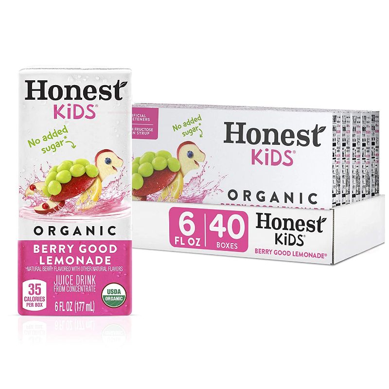 Photo 1 of Honest Kids Berry Good Lemonade, Organic Juice Drink, 6 Fl oz Juice Boxes, Pack Of 40, Berry Lemonade, 6 Fl Oz (Pack of 40)