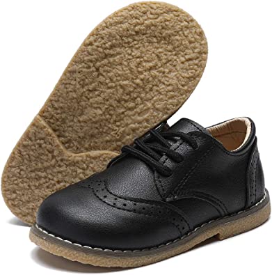 Photo 1 of Timatego Toddler Boys Girls Oxford Shoes PU Leather Lace Up School Loafer Flats Baby Infant Uniform Dress Shoes(Toddler/Little Kid)

