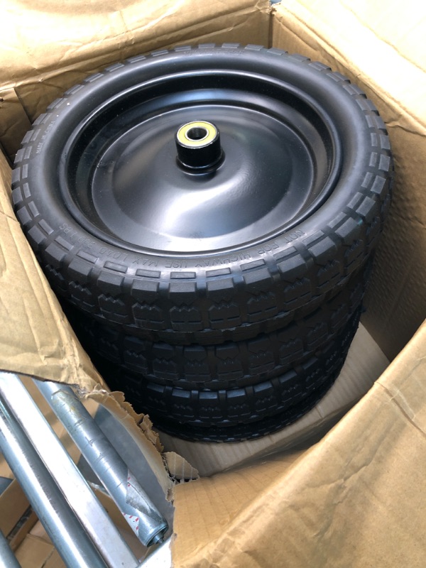 Photo 2 of (4-Pack) 13‘’ Tire for Gorilla Cart - Solid Polyurethane Flat-Free Tire and Wheel Assemblies - 3.15” Wide Tires with 5/8 Axle Borehole and 2.1” Hub 13“ Wheels -4 Pack